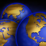 14 Aug 2002 --- Three Globes Showing Continents --- Image by © Royalty-Free/Corbis